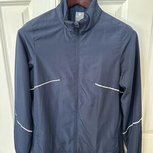 Blue Windbreaker with Full Zip and Reflective Strips